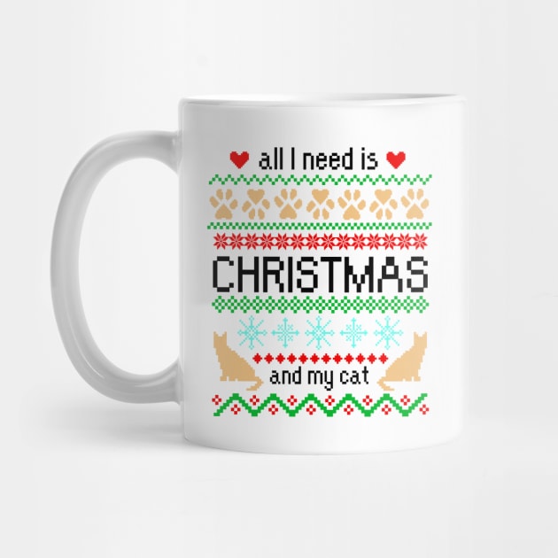 All I Need is Christmas and My Cat Ugly Sweater by julieerindesigns